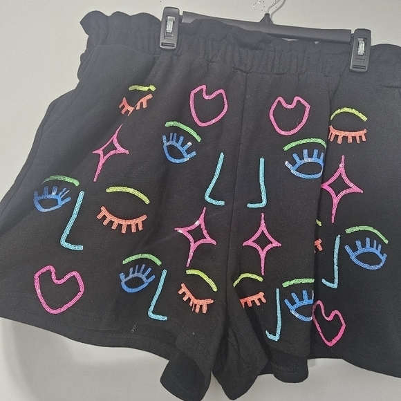 Queen of Sparkles Sequin Rainbow Faces Shorts - Picture 4 of 8